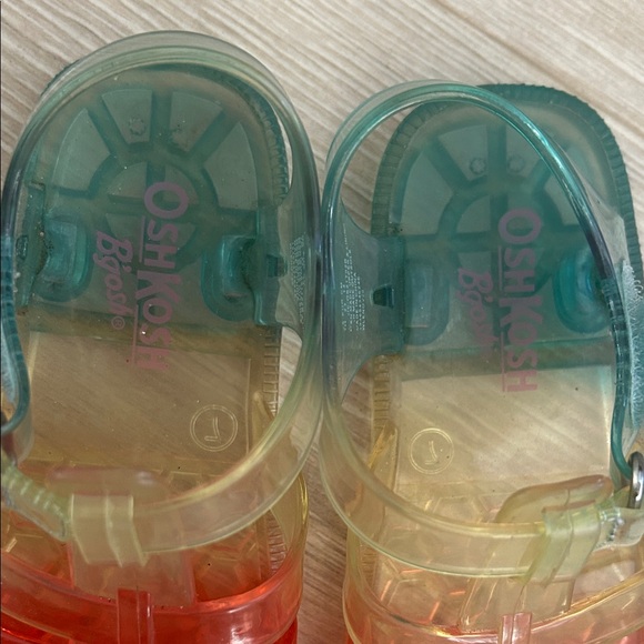 OshKosh B'gosh Kids Jelly Sandals - Red, Yellow, Green size 7 - Picture 2 of 3